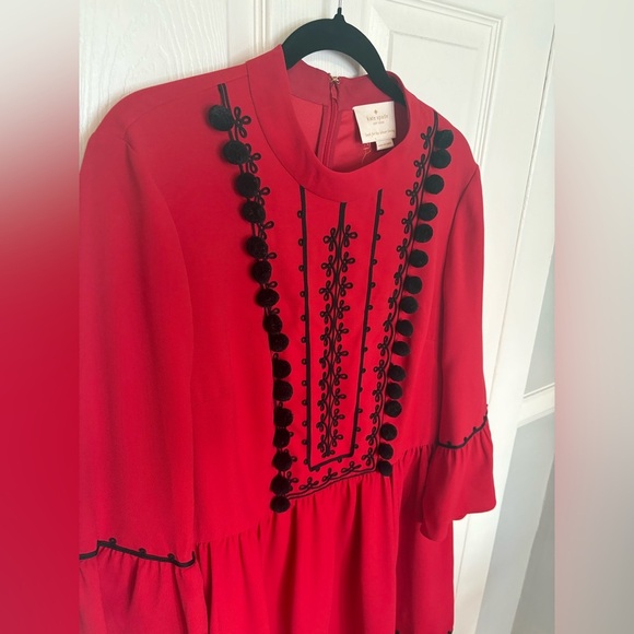 Kate Spade Red & Black Pom Pom Dress – Size 16 – Festive Cocktail Flair - Picture 4 of 12